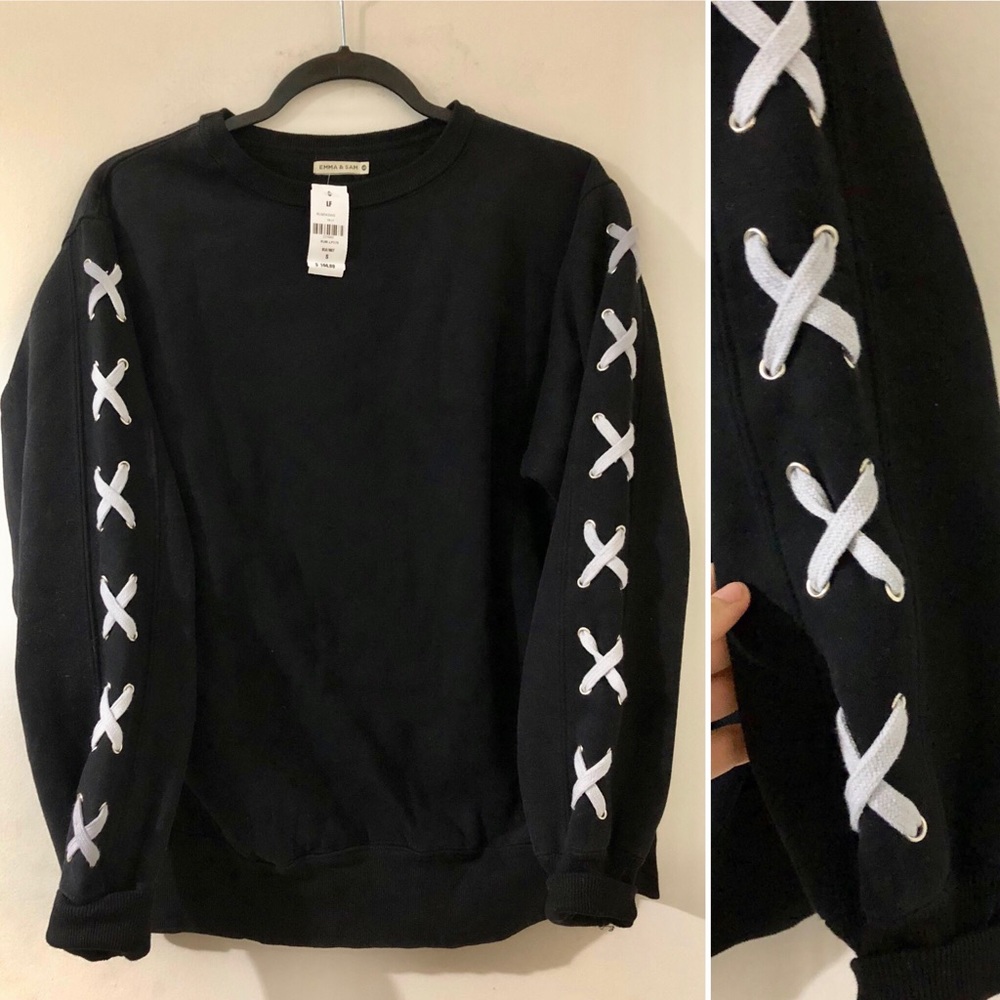 New! LF/Emma &Sam sweatshirt w/ tie up sleeve NWT - Picture 3 of 4